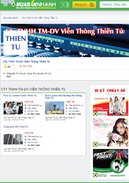 Cty Viễn Thông contact center Thiên Tú với VIP MuaBanNhanh.com